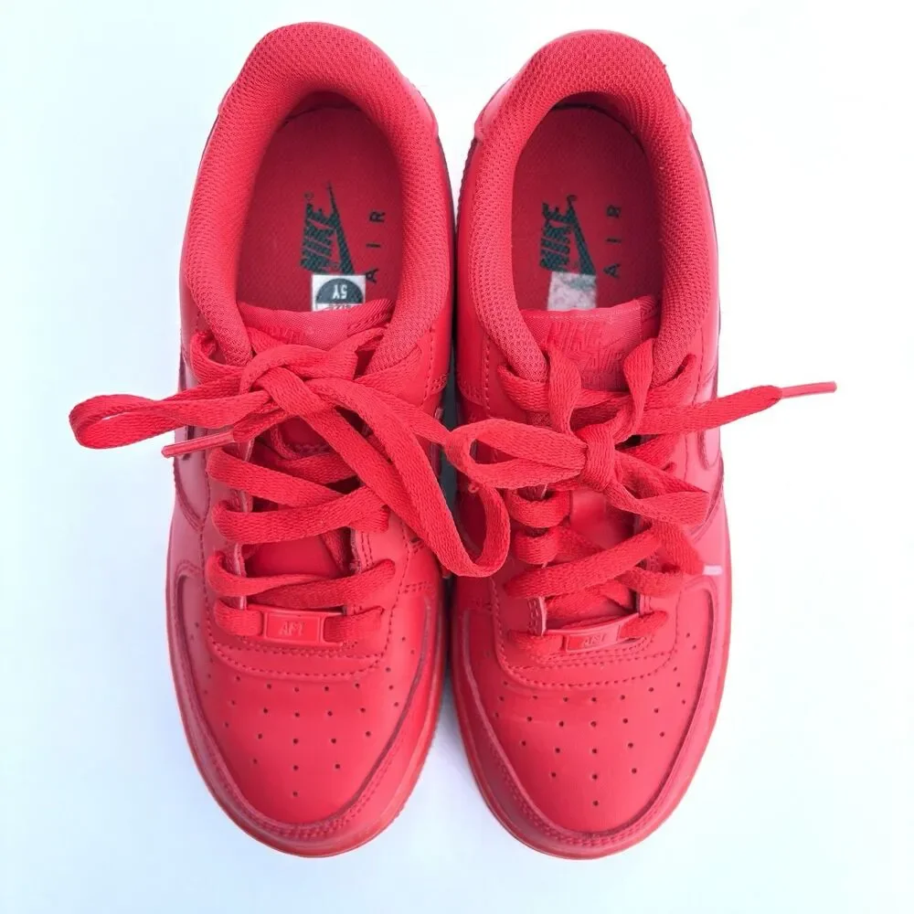 Nike Air Force 1 Youth Size 5Y Triple Red Low Top Sneakers Casual Shoes